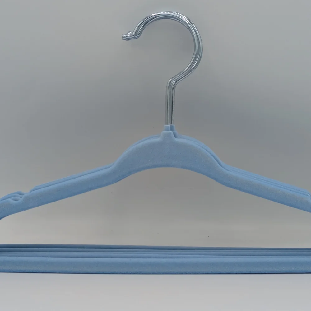 Light Blue Velvet Baby 5 Pk Clothes Hanger